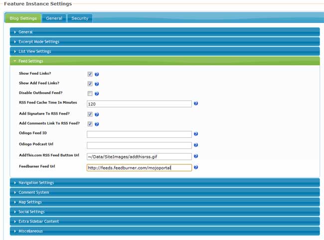 enter your feedburner url in the mojoportal blog settings