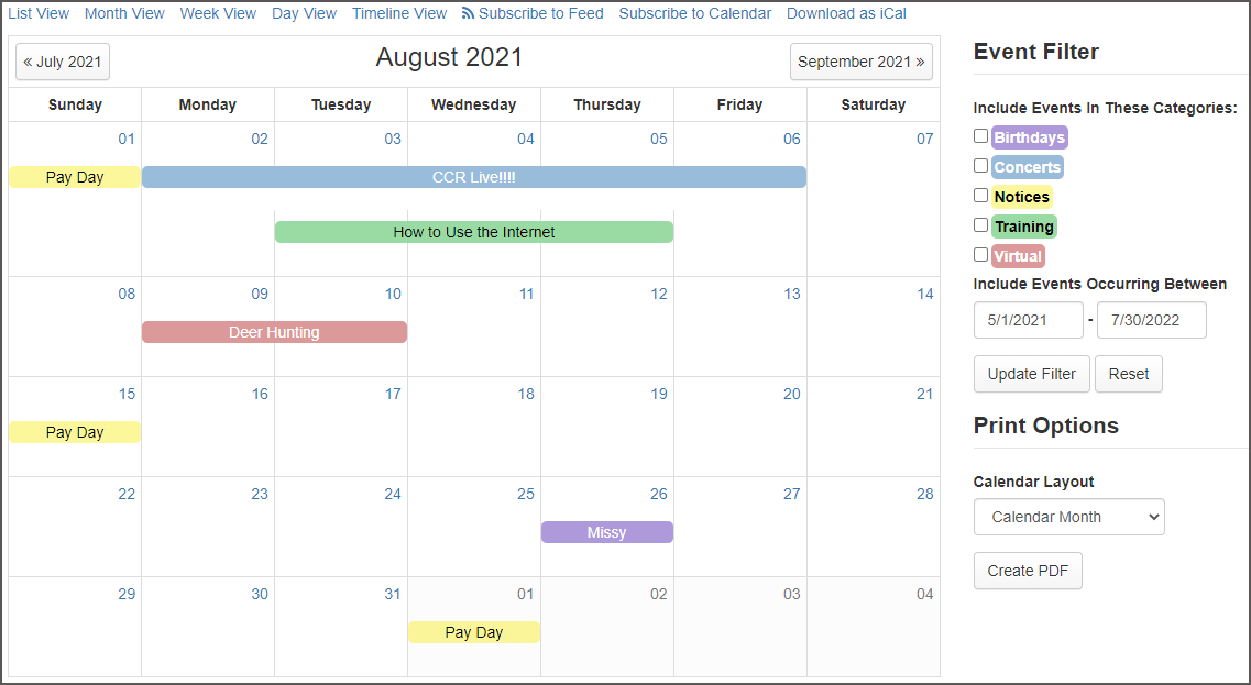 Add Ons Event Calendar Pro mojoPortal